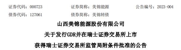 为加速氢能转型 美锦能源 GDR 上市获瑞士证交所批准