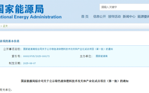 关注丨国家能源局公示：8个绿色氨醇项目入选绿色液体燃料试点